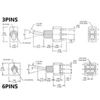 10Pcs Waterproof Cap Miniature Toggle Switch ON-OFF-ON / ON-ON SPDT DPDT MTS-102 MTS-103 MTS-202 MTS-203 Rocker Switch