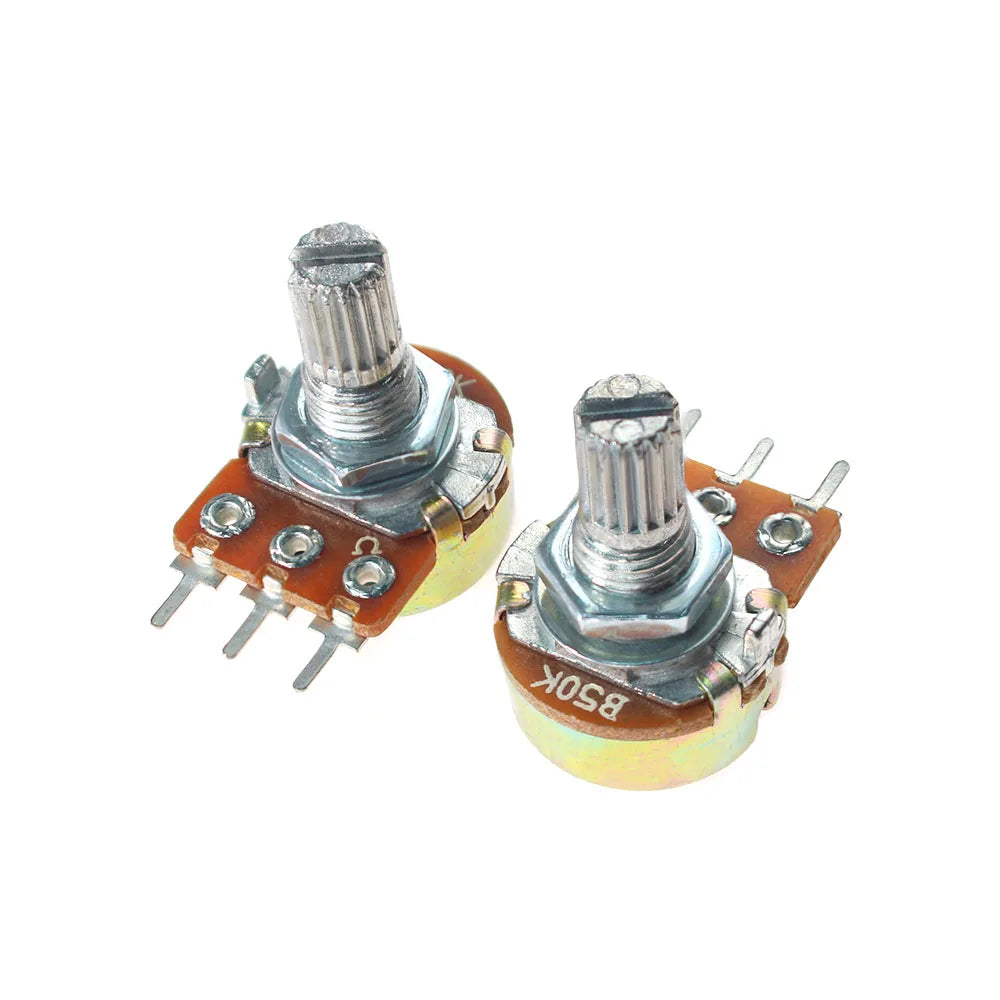 5PCS Linear Taper Potentiometer Kit WH148 B1K B2K B5K B10K B20K B50K B100K B250K B500K B1M 15mm Shaft 3Pin with Nuts and Washers