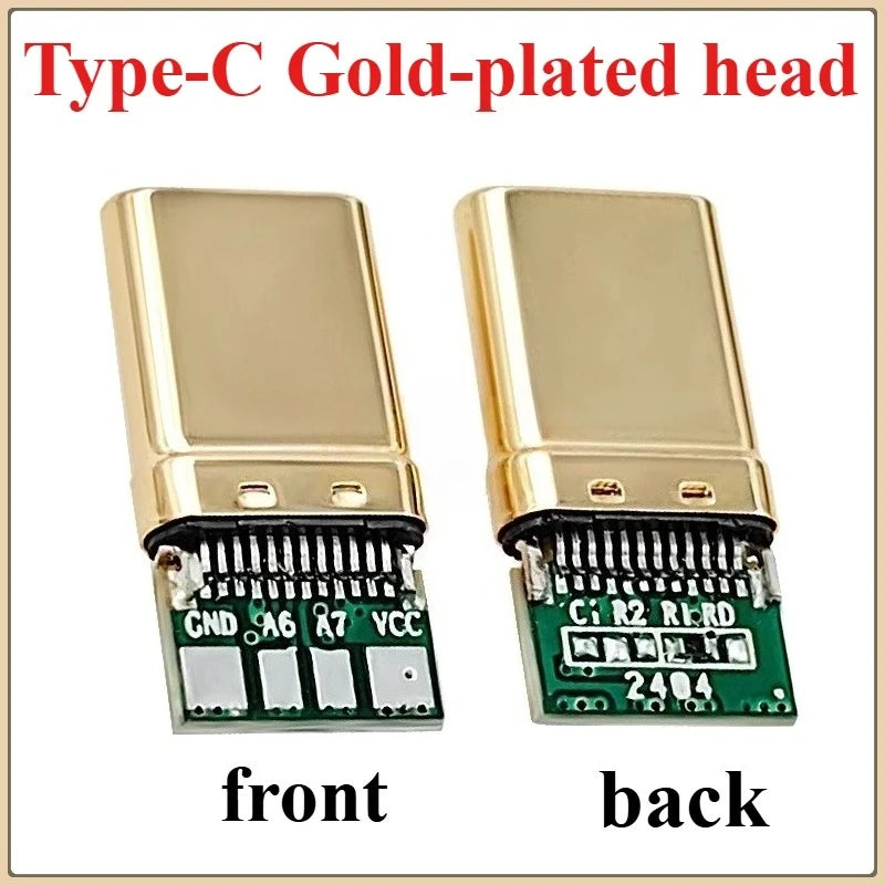 5pcs/Lot 4Pin USB Type-C Gold-plated Male Plug USBC DIY Self-repair Welding Charging Data Line Parts Type C Connector for Phone