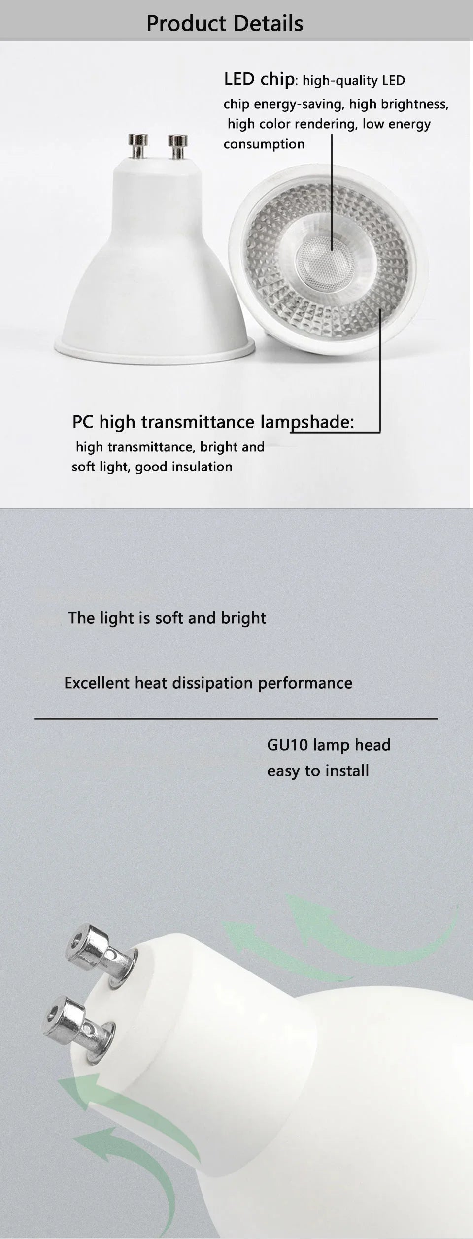 1-10PCS LED spot light GU10 AC220V LED energy saving bulb 3W 6W 9W 12W LED Lamp Spotlight Bulb 38 Degree lampara for home