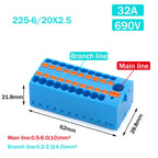Wire Electrical Connectors PTFIX 2.5mm Wire Merging And Branching Device Push-in Terminal Block Connector Mount On Din Rail