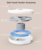 Automatic Cat Feeder 5 Meals Programmable Timer Rechargeable with 2 Ice Packs for Kitten Small Dog Pet Food Dispenser