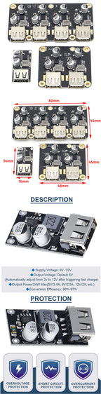 6-32V 9V 12V 24V to 5V 3A Fast Charging Module USB QC3.0 QC2.0 DC-DC Buck Converter Step-Down Quick Charger Circuit Board