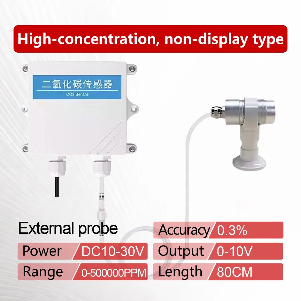QT-10 CO2 Transmitter NDIR Carbon Dioxide Sensor RS485 4-20mA 0-5V 0-10V 10-30VDC IP65 for Greenhouse HVAC Factory