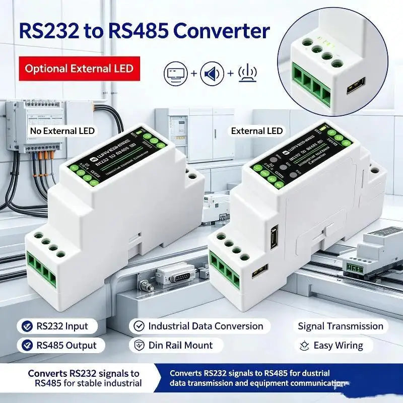 RS232 to RS485 Converter 1 Set Isolated Static Protection Industrial Adapter for Industrial Automation Communication