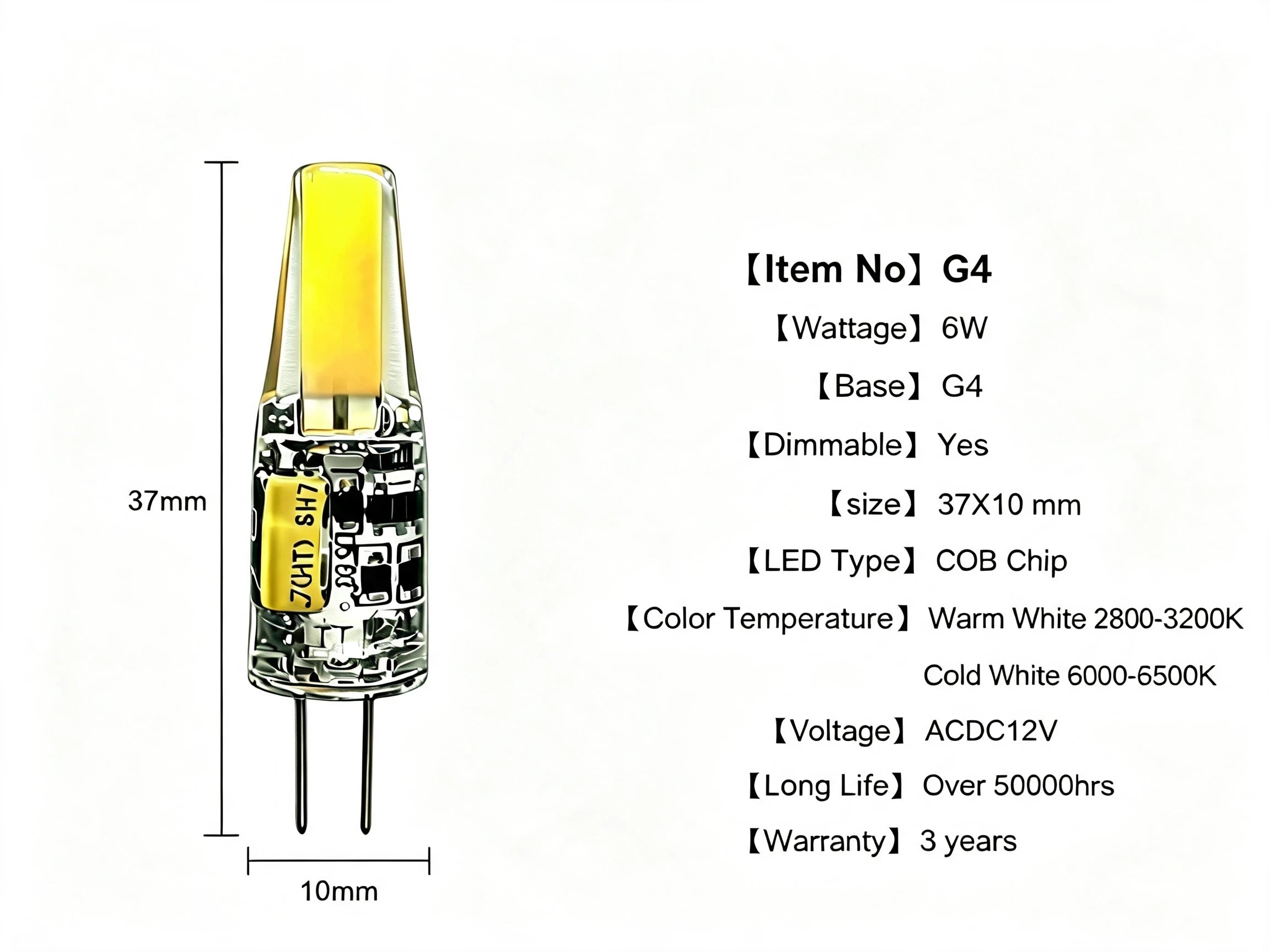 10PCS Dimmable Mini G4 LED COB Lamp  6W Bulb AC DC 12V 220V Candle Lights Replace 30W 40W Halogen for Chandelier Spotlight