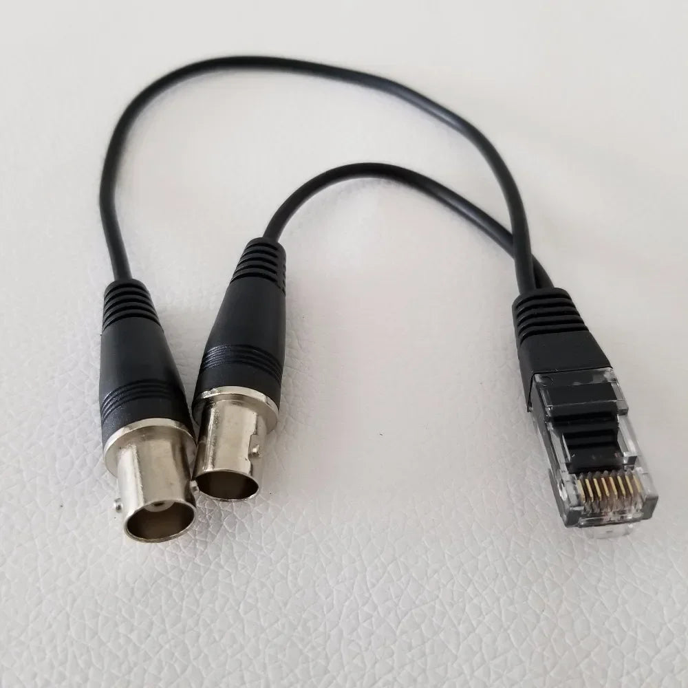 RJ48 RJ45 Male to Dual BNC Female Adapter E1 2M Data Extension Cable for Relay Digital Voice Card Black 28cm