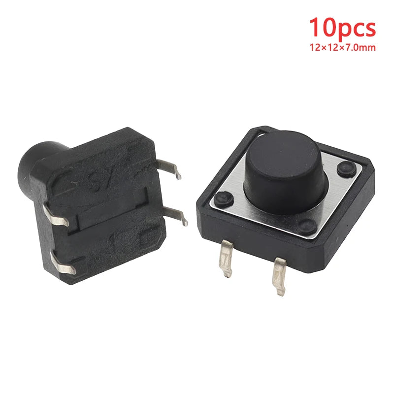 10pcs 12x12 Tact Switch Vertical 12*12*4.3/4.5/5/6/7/8/9/10/11/12/13mm Micro 4Pin Self-Reset Electronic Push Button Interruptor