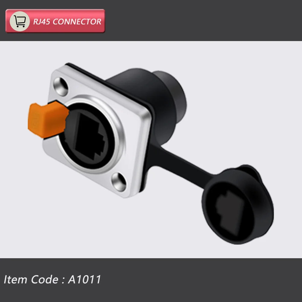 10pcs/5sets 8p8c RJ45 Waterproof Connector,Orange&Black, Panel Mount+Wire Connector, RJ45 Ethernet/Network Connector, IP65 Level