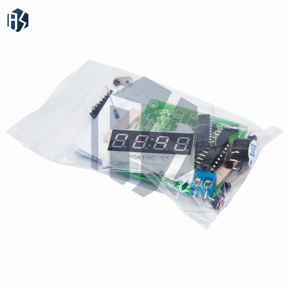 ‌AT89C2051-24PU 8051 Microcontroller LED Clock Kit – 4-Digit 7-Segment DIY Soldering Project with DS1307 RTC (I²C) | Alarm/Timer