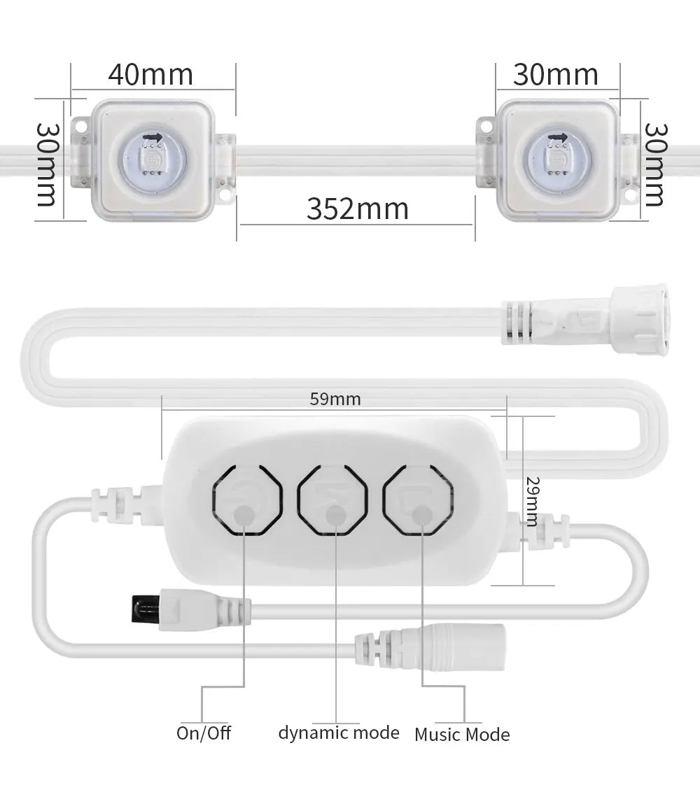 5054 16703IC(WS2812B WS2811) Outdoor Eaves LED Light String Kit 2.4G BEL+WIFI Controller Waterproof Light