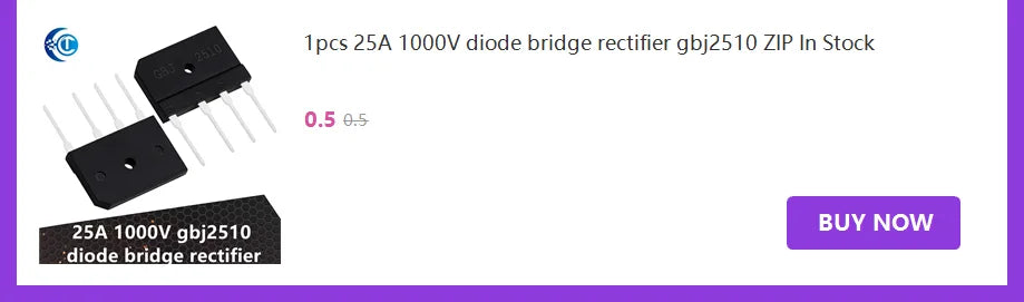 1PCS GBJ2510 Rectifier Bridge: 25A 1000V Diode Module with ZIP Package – In Stock Now