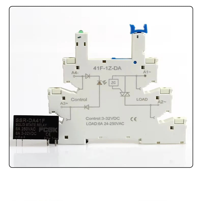 FCGK DC Control AC 6A Slim Interface Solid State Relay Module DIN SSR Slim Relay DC Control DC 41F-1Z-C2 SSR Relay DIN Rail