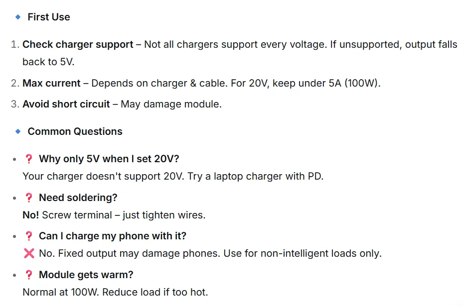 Type-C PD QC Trigger Module 5V 9V 12V 15V 20V DIP Switch Adjustable 100W Decoy with Screw Terminal for Power Bank Router DIY