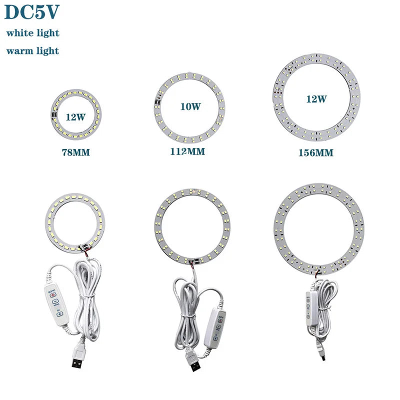 1pcs DC5V Dimmable SMD5730/2835 Led Ring White Color Lamp Bead 10W 12W LED Light Board White Warm Light with 2M cable