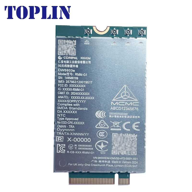 FM350-GL DW5931e-eSIM 5G M.2 Module P2J8F For Dell Latitude 5531 9330 3571 Laptop 4x4 MIMO GNSS Module