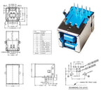 USB 3.0 and USB 2.0 Female Male Socket Jack Connector B Type 90°/180° Soldering PCB Connector Printer Interface