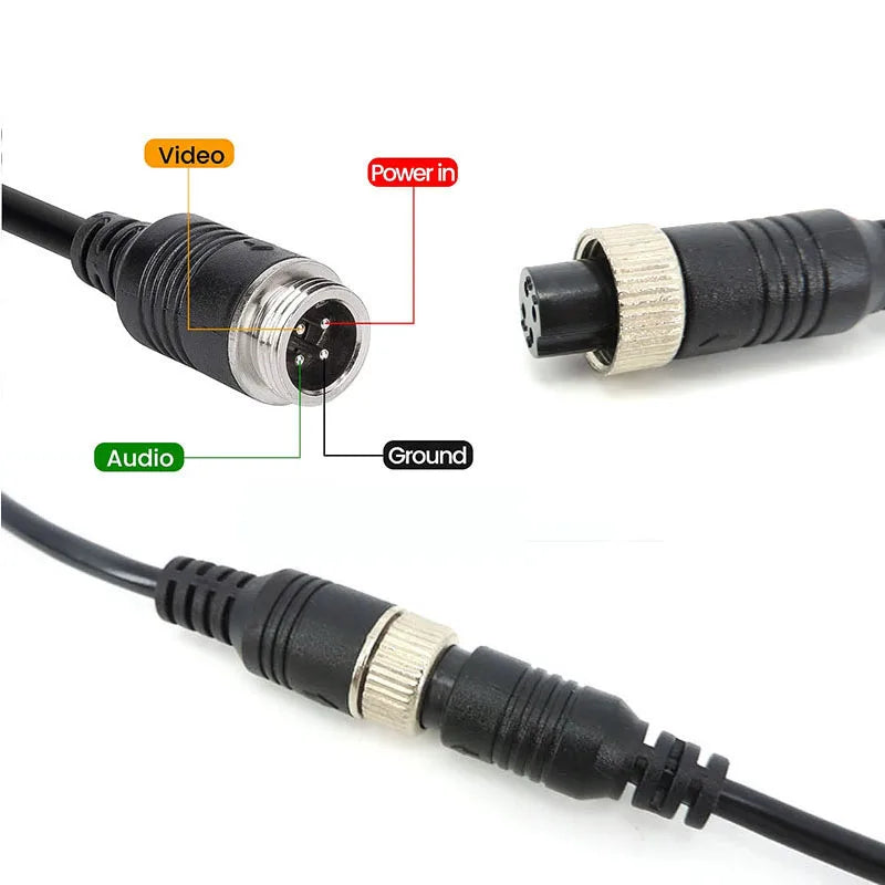 4Pin M12 GX12 Aviation Head Male/Female to RCA DC Male Female Connector Cable Plug Cord Converter for Car Rear Camera Monitor T1