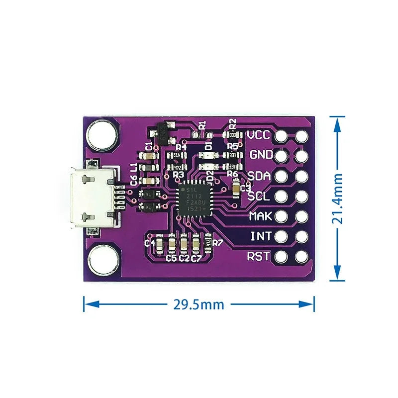 USB to I2C Communication Debugging Module Adapter Board Type‑C Micro USB CP2112