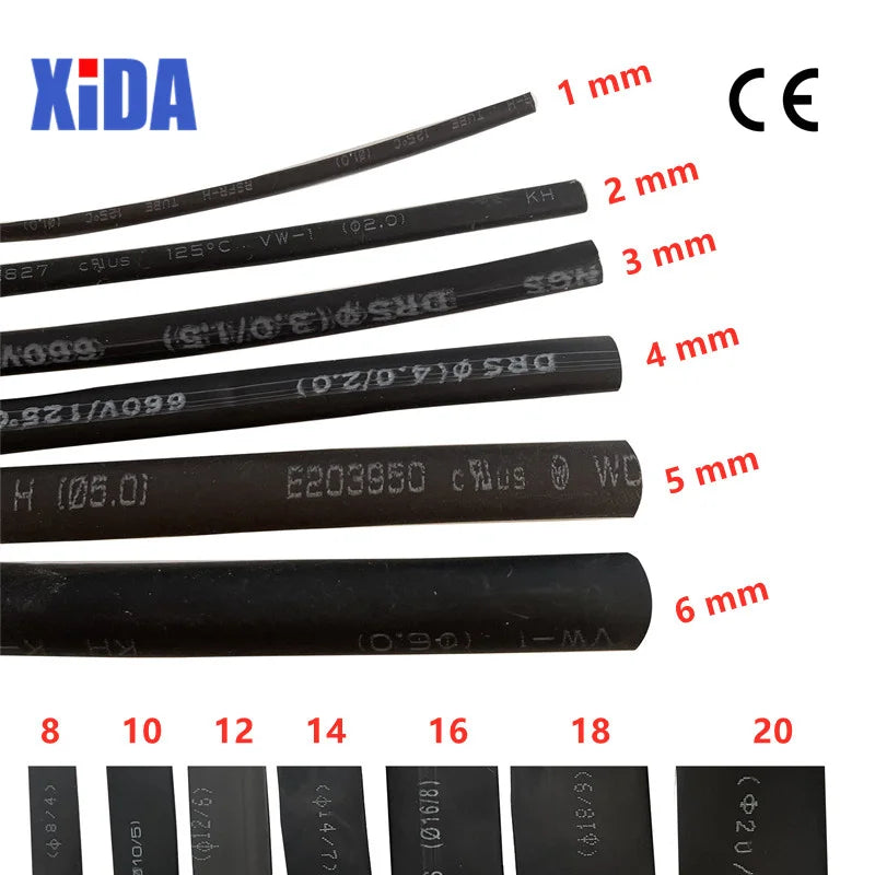 10 Meters/Lot 5mm 6mm 8mm 10mm Red Blue Green Yellow White Clear Black Heat Shrink Tube Heatshrink Tubing Sleeving Wrap Kits DIY
