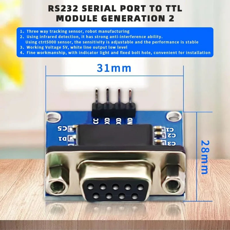 5PCS RS232 To TTL Converter Module，MAX3232 3.3V To 5V RS2323 COM Serial Prot Board To TTL Connector for Arduino Microcontrollers