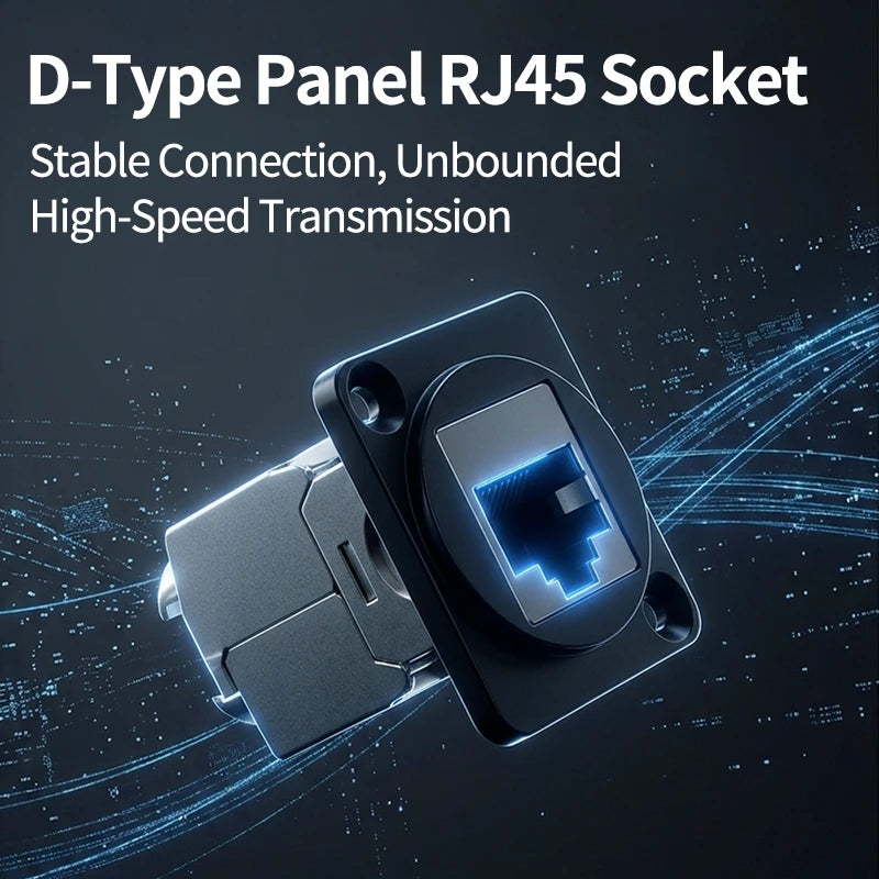 D-Type Panel Mount RJ45 Socket CAT5e/CAT6 Ethernet Direct Data Signal Waterproof Connector For Industrial Enclosure, Server Rack