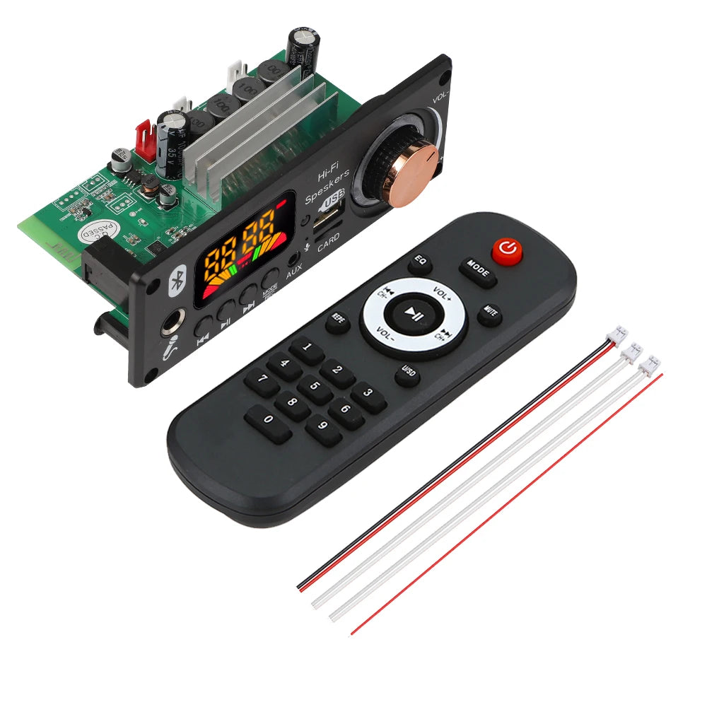 160W Amplifier Bluetooth 5.1 MP3 Decoder Board 2*80W Audio Player 12V DIY MP3 Player Car FM Radio Module TF USB Mic Record Call