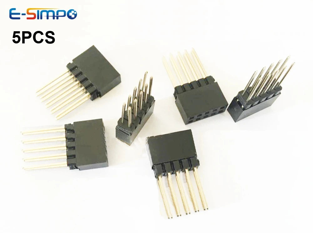 5PCS 2.54mm Pitch PC104 2X5P Double Row Female Header Socket Connector Plastic Height 8.5+2.5=11mm Pin Long 12.2MM Gold-plated