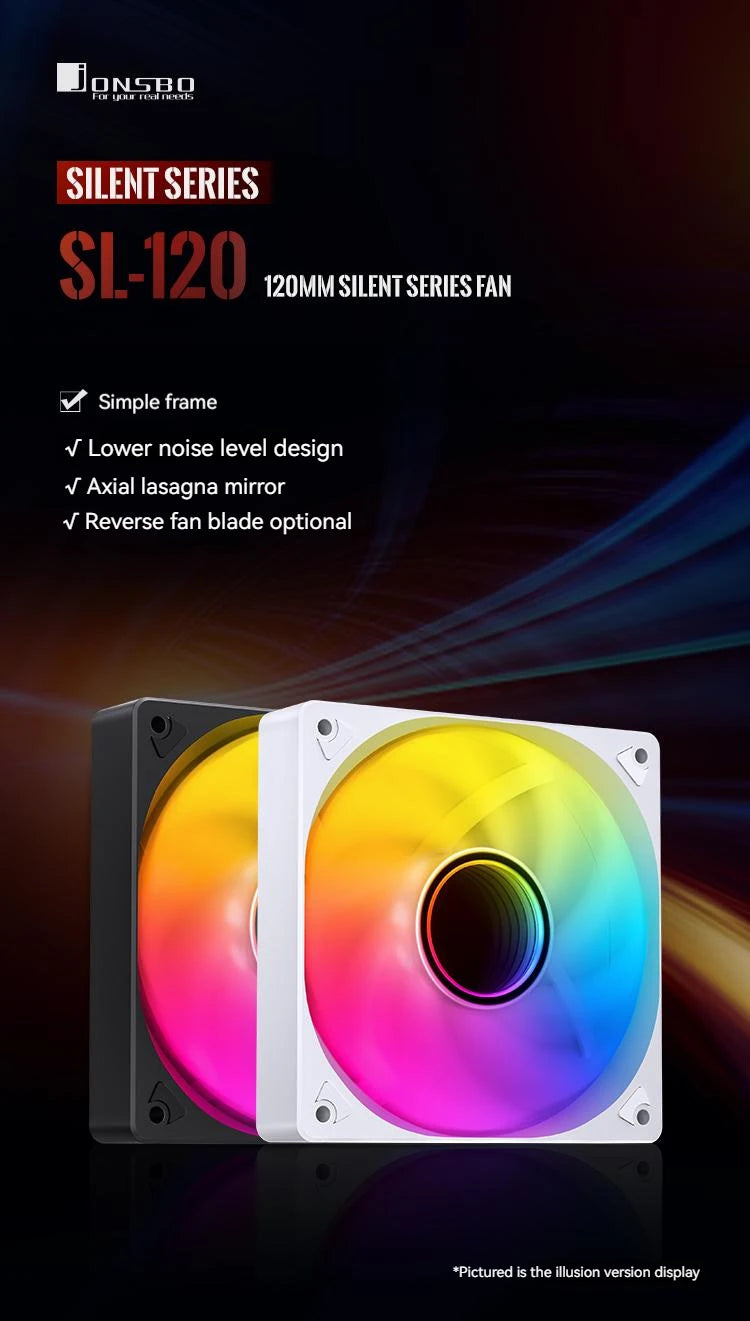 JONSBO SL-120 ARGB Fan 120mm Cooler for PC Case Fan 5V 3PIN/4PIN PWM CPU Cooler PC Fan RGB Front Reverse Case Fan