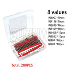 Rectifier Diode Schottky Diode Kit 1N4007 1N4148 1N5408 1N5819 1N5822 1N4001 1N4004 1N5404 FR107 FR207 Fast Switching