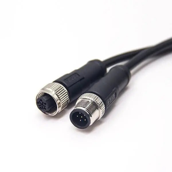 M12 Female 6Pin Connector C Code To Male Cable Crodset 0.5M AWG24