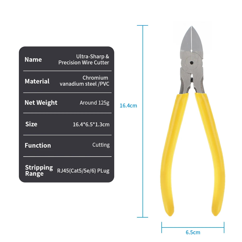 Pass Through RJ45 Cat6 Crimping Tool, 8P8C Crimper for CAT6A/CAT6/CAT5E (STP/UTP)， 3-in-1 Crimp/Cut/Strip