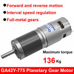 1pc GA42Y--775 Planetary Gear Motor 12V24V Miniature Adjustable Low Speed Small DC Gear Motor