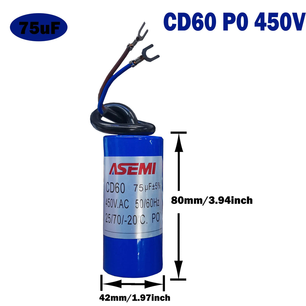 CD60 300uf 450vac P0 Startup Capacitor ASEMI 50uF 75uF 100uF 200uF 250uF 300uF 350uF 400uF 450uF 500uF 800uF