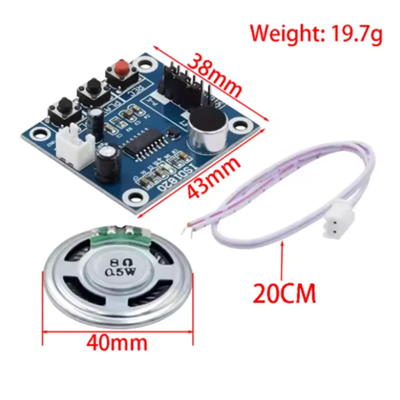 1-10pcs ISD1820 Voice Recording Recorder Module With Mic Sound Audio Loudspeaker Microphones