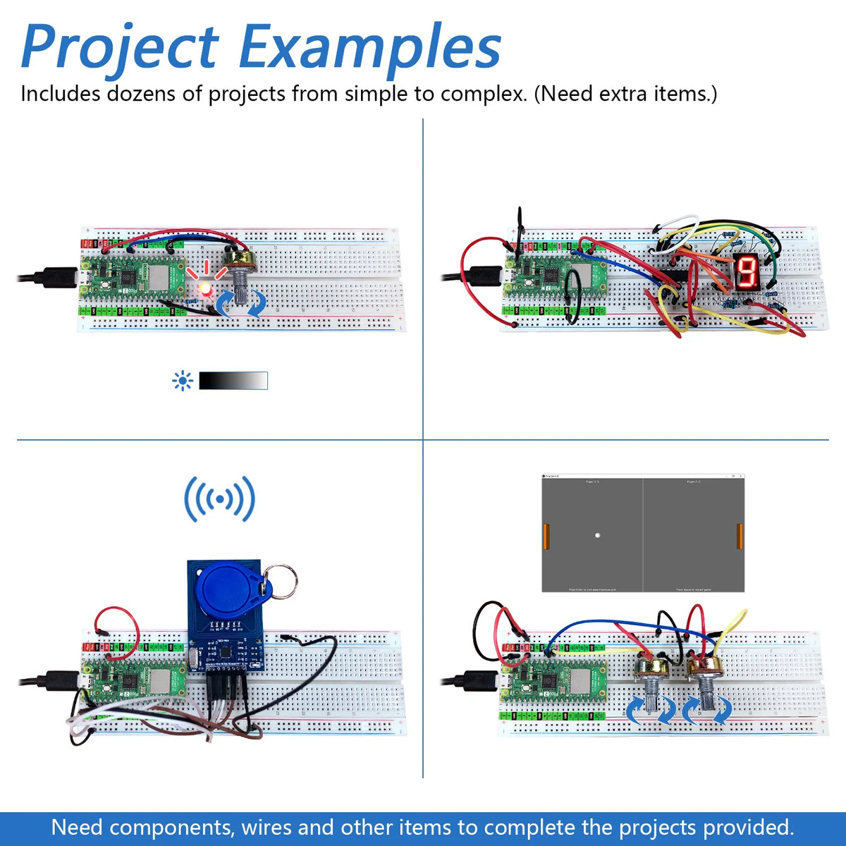 Freenove Raspberry Pi Pico 2 W Pre-Soldered Header, Dual-architecture Dual-core 32-bit 150 MHz, Python C Java, Projects Tutorial
