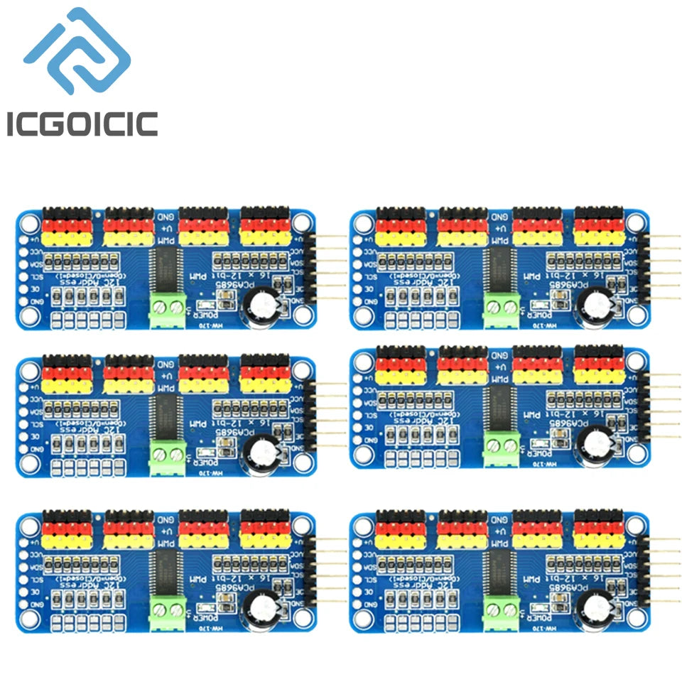 1-10PCS PCA9685 Robot Controller IIC Interface 16 Channel 12-Bit PWM Servo Motor Driver Board for Arduino Robot/ Raspberry Pi