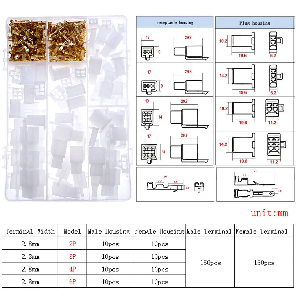 1.25mm PH2.0mm XH2.54mm MX3.0mm VH3.96mm Pitch Terminal Male Female Pin sm Dupont Connector Kit