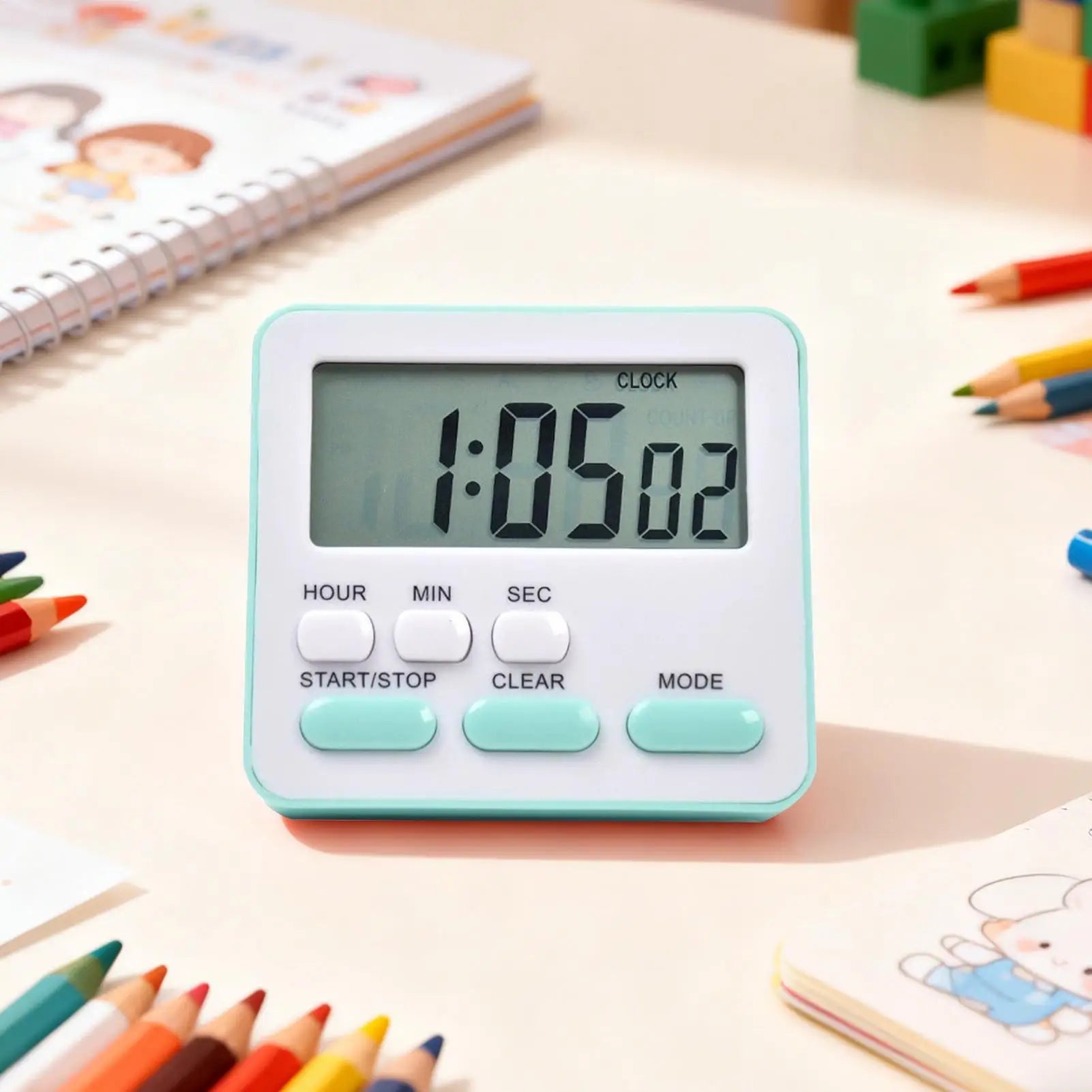 Silent Digital Timer for Study & Classroom, Multi-Purpose Countdown Clock for Students, Grilling, Baking  No Ticking Noise