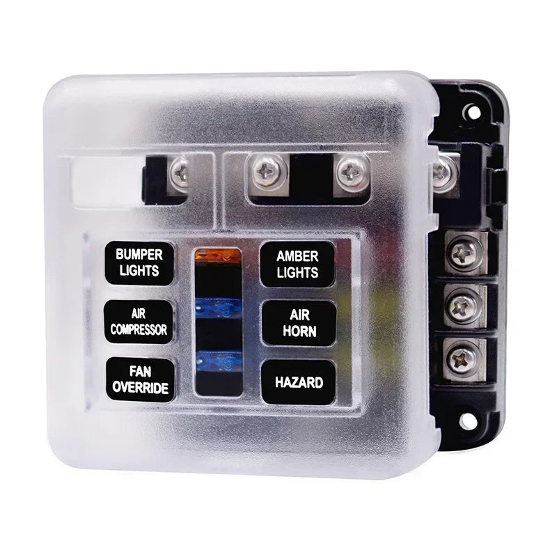 6/12 Way Blade Fuse 12-24V Car Boat Fuse Box Holder With Plastic Cover For Power Panel Board Camper RV Accessorie