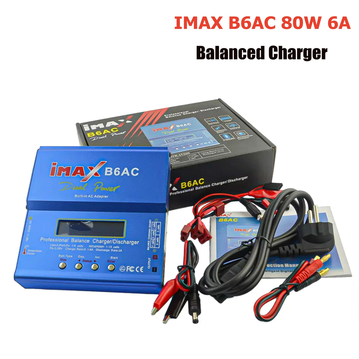 Imax B6 AC RC Charger 80W B6AC 6A Balance Charger Digital LCD Screen Li-ion LiFe Nimh Nicd PB Lipo Battery Discharger