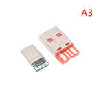 PD Fast Charge Type-C USB 65W 5A Male Connector Welding With 5Pin PCB + Type A Male 5Pin USB DIY OTG Data Charge DIY KIT