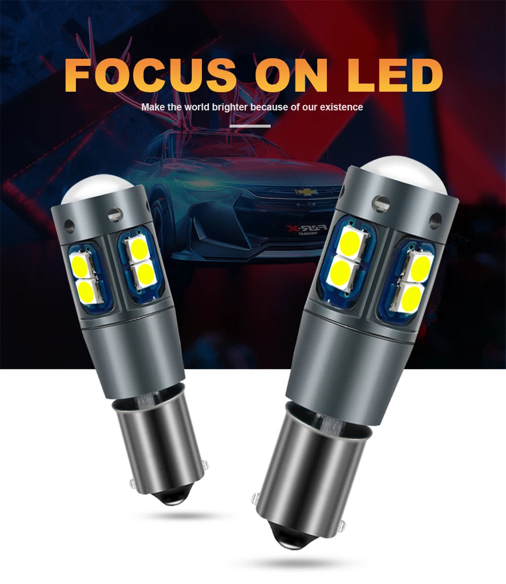 Nlpearl 2x Signal Lamp BA9S T4W  Led Bulb BAX9S BAY9S H21W H6W LED 12V Car Led Bulb Canbus 3030 Chips Interior Light Dome Lamp