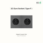Avoir Wall Toggle Switch Gray Stainless Steel Panel Light Switches 2Way Power Socket Europe Korea French Electrical Outlets Home
