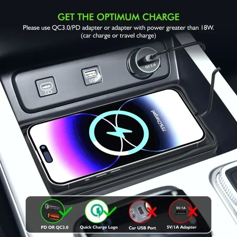 Car Wireless Charger Pad Base USB Cable for iPhone 16 15 14 13 12 Pro Max Samsung Xiaomi Airpods Pro 2 LG Fast Charging Station