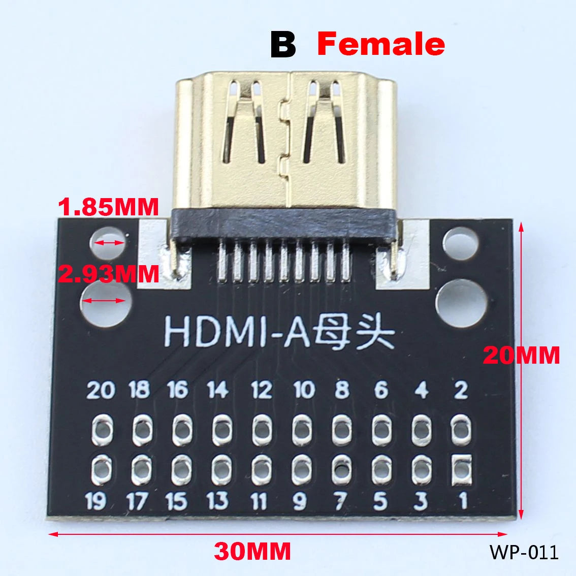 1pcs A-M HDMI Male To Female Test Board MINI Connector with Board PCB 2.54mm Pitch 19/20pin DP HD A Female To Male Adapter Board