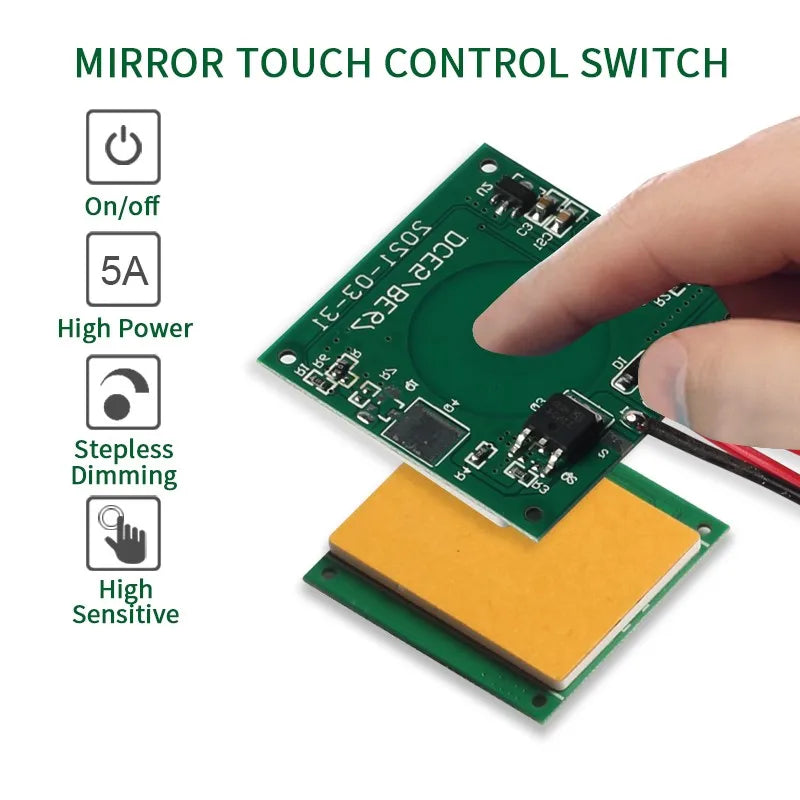 Bathroom LED Dimmer 12V Touch Sensor 60W Capacitive Touch Sensor Switch 5A Touch Dimmer for Mirror Light
