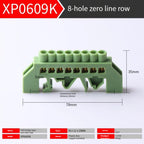 Bridge type guide rail type zero line busbar green flame-retardant terminal block 6 * 9 distribution box zero ground busbar conn