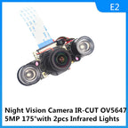 Raspberry Pi 4 Camera 5MP 1080P Night Vision Fisheye IR-CUT Camera Infrared Light OV5647 Webcam for Raspberry Pi 4B 3B+ 3B Zero