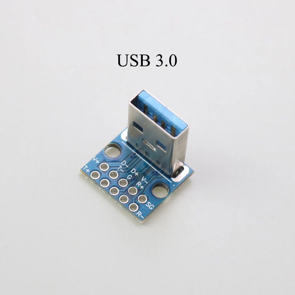 1PCS Data Charging Cable Jack Test Board with Pin Header 90 Degree Micro Mini USB Type C 2Pin USB 3.0 2.0 Female Male Connector